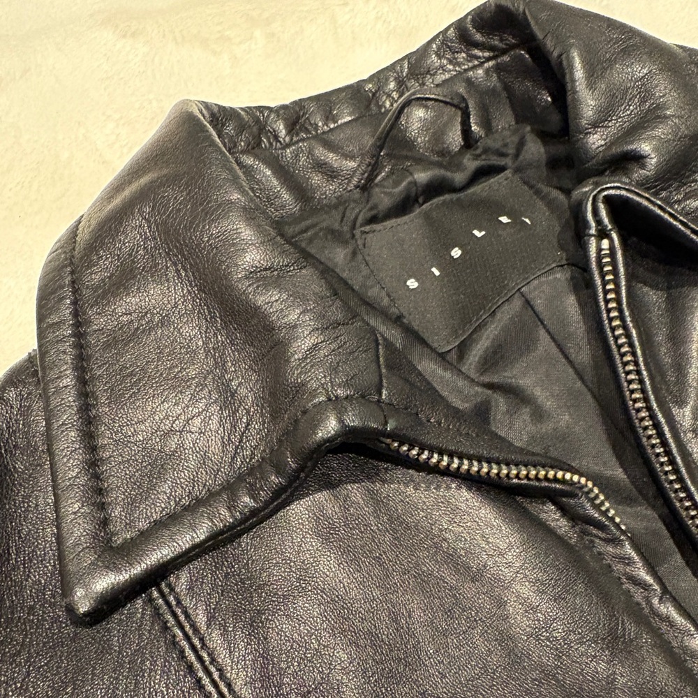 Sisley Black Leather Jacket Women